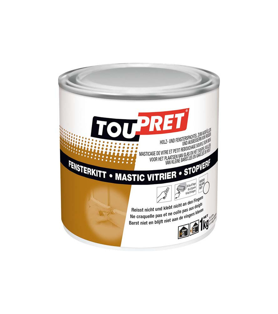 Mastic vitrier TOUPRET Bâtiment blanc 1kg