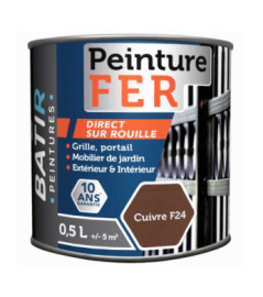 Peinture anti-rouille fer forgé BATIR glycéro 0,5L cuivre