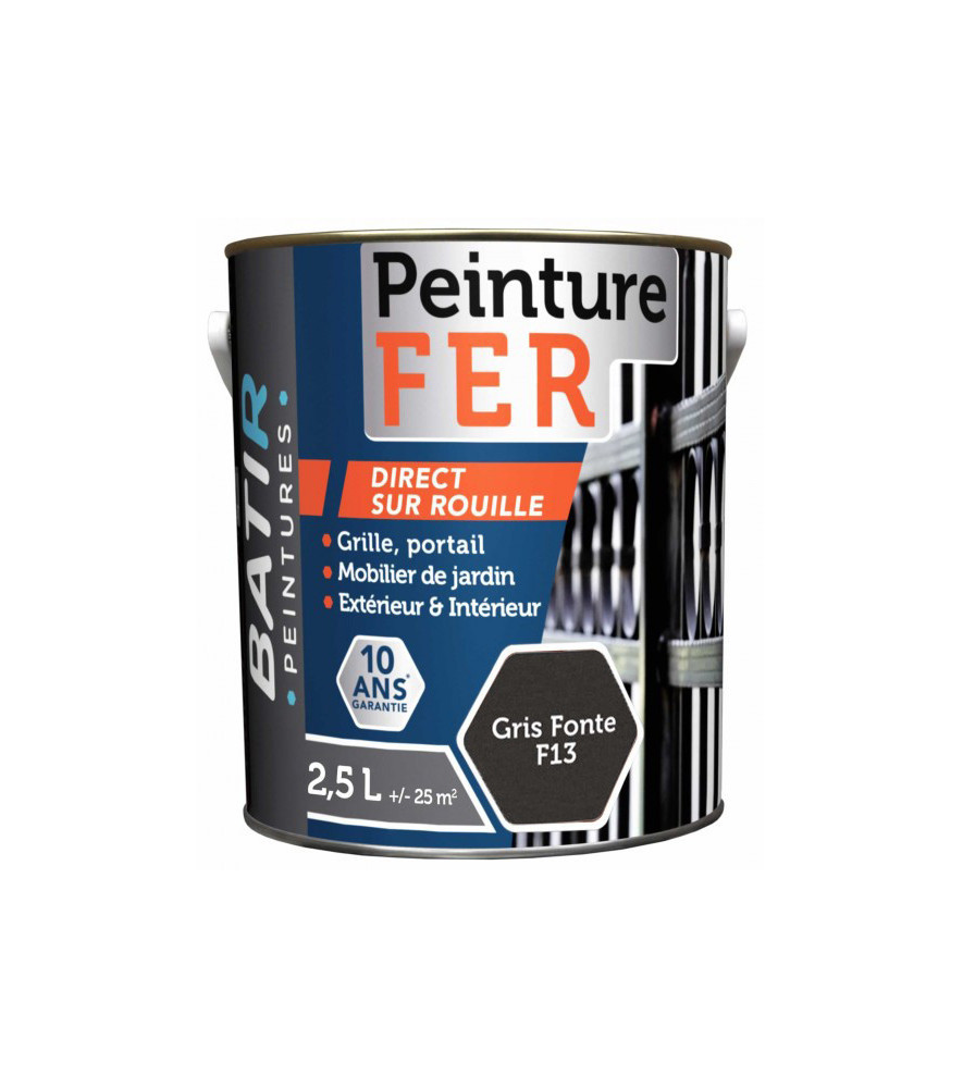 Peinture anti-rouille fer forgé BATIR glycéro 2,5L gris fonte