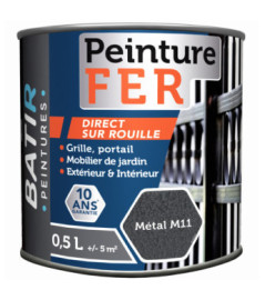 Peinture anti-rouille fer martelé BATIR glycéro métal 0,5L