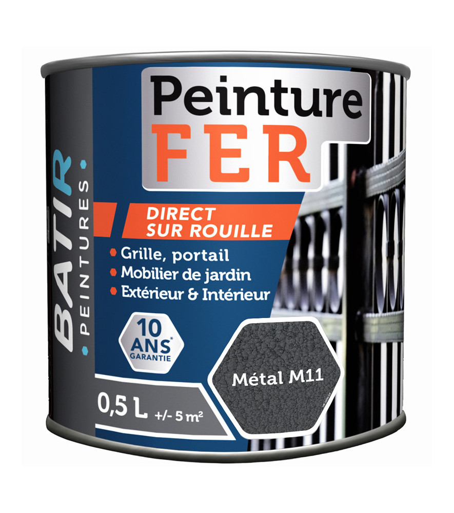 Peinture anti-rouille fer martelé BATIR glycéro métal 0,5L