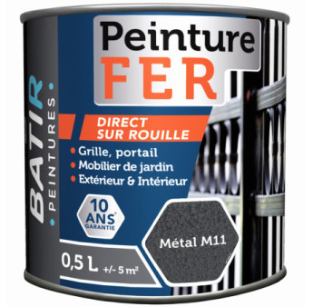 Peinture anti-rouille fer martelé BATIR glycéro métal 0,5L