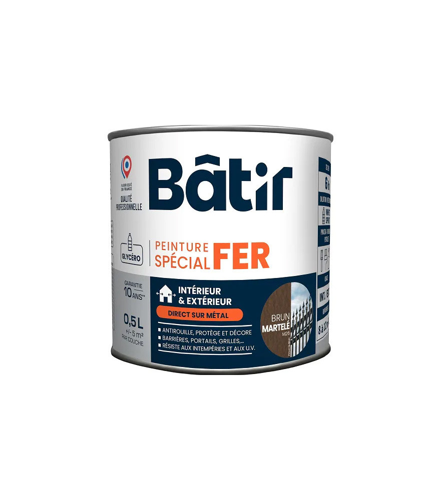 Peinture spécial fer martelé BATIR  brun m26 0,5L