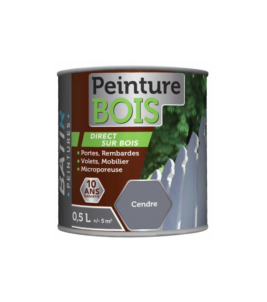 Peinture bois BATIR glycéro 0,5L cendre