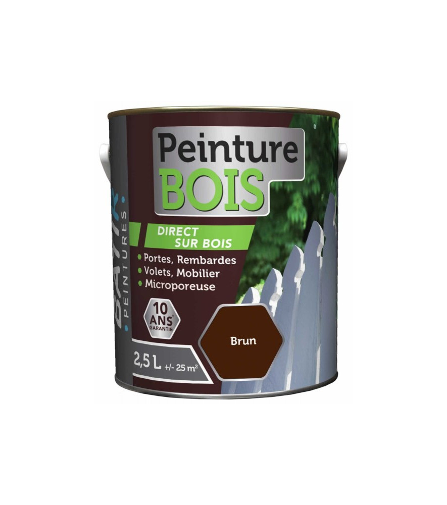 Peinture bois BATIR glycéro 2,5L brun