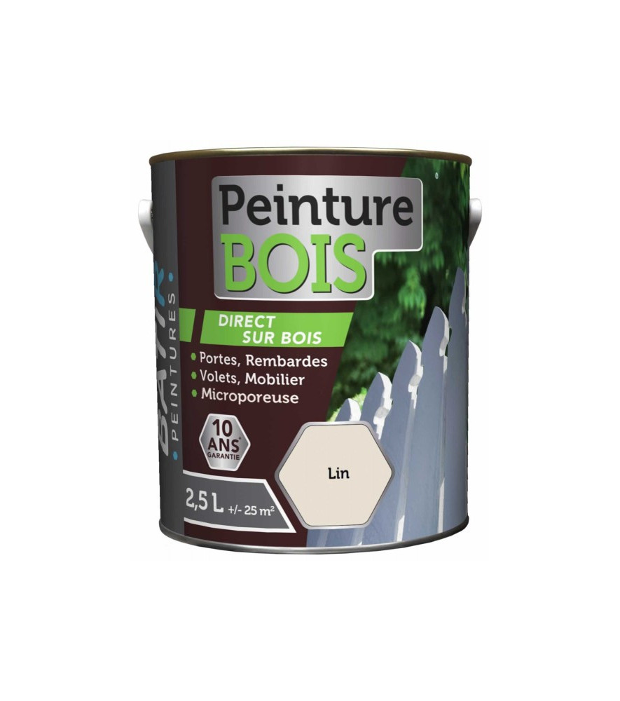 Peinture bois BATIR glycéro 2,5L lin