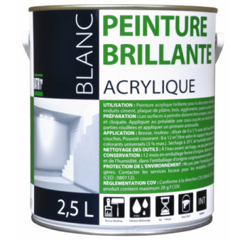 Peinture acrylique BATIR 1° brillant blanc 2,5L