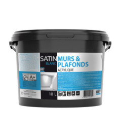 Peinture acrylique BATIR 1° Murs & Plafonds satin blanc 10L