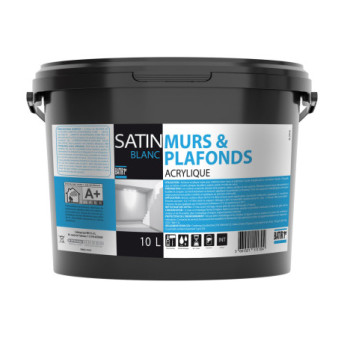 Peinture acrylique BATIR 1° Murs & Plafonds satin blanc 10L