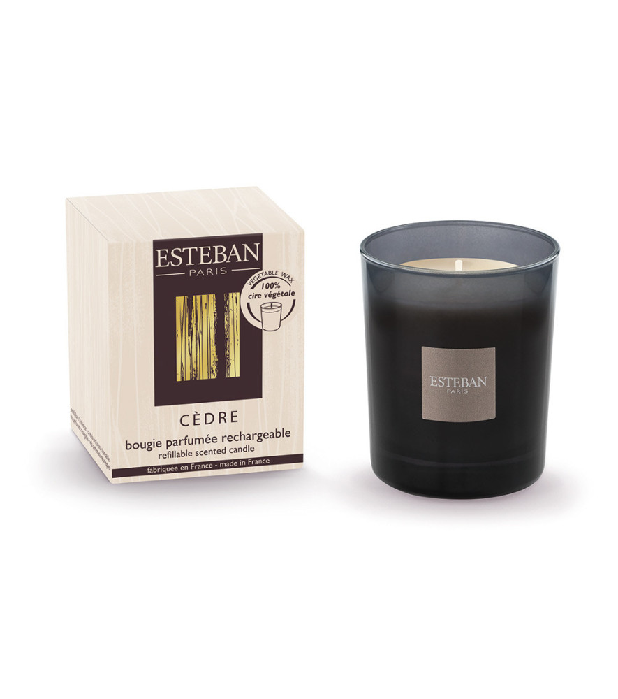 ESTEBAN Bougie parfumée initiale rechargeable  CEDRE   180g