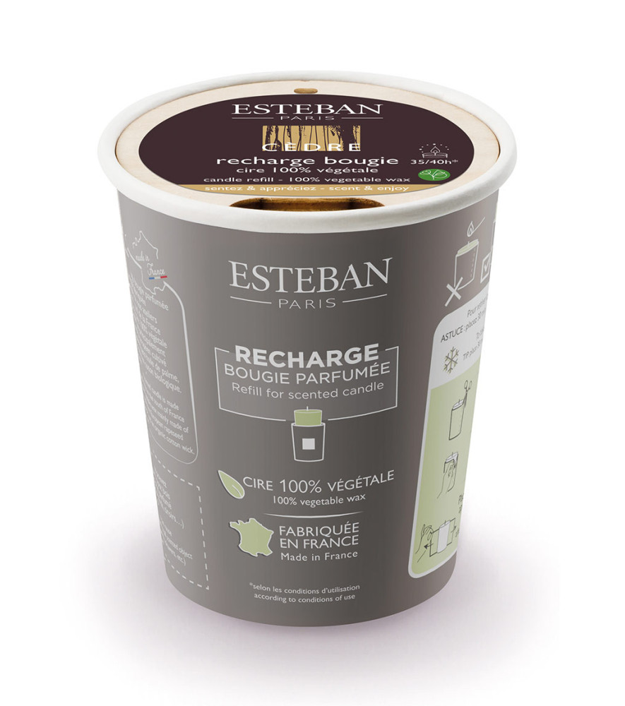 ESTEBAN Recharge pour bougie décorative parfumée CEDRE  180g