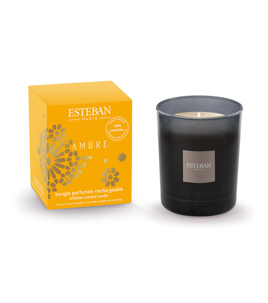 ESTEBAN Bougie parfumée initiale rechargeable  AMBRE    180g