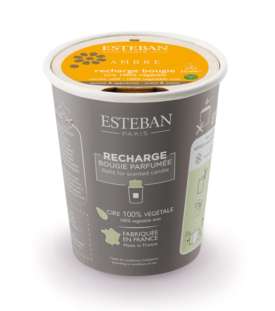 ESTEBAN Recharge pour bougie parfumée  AMBRE  180g