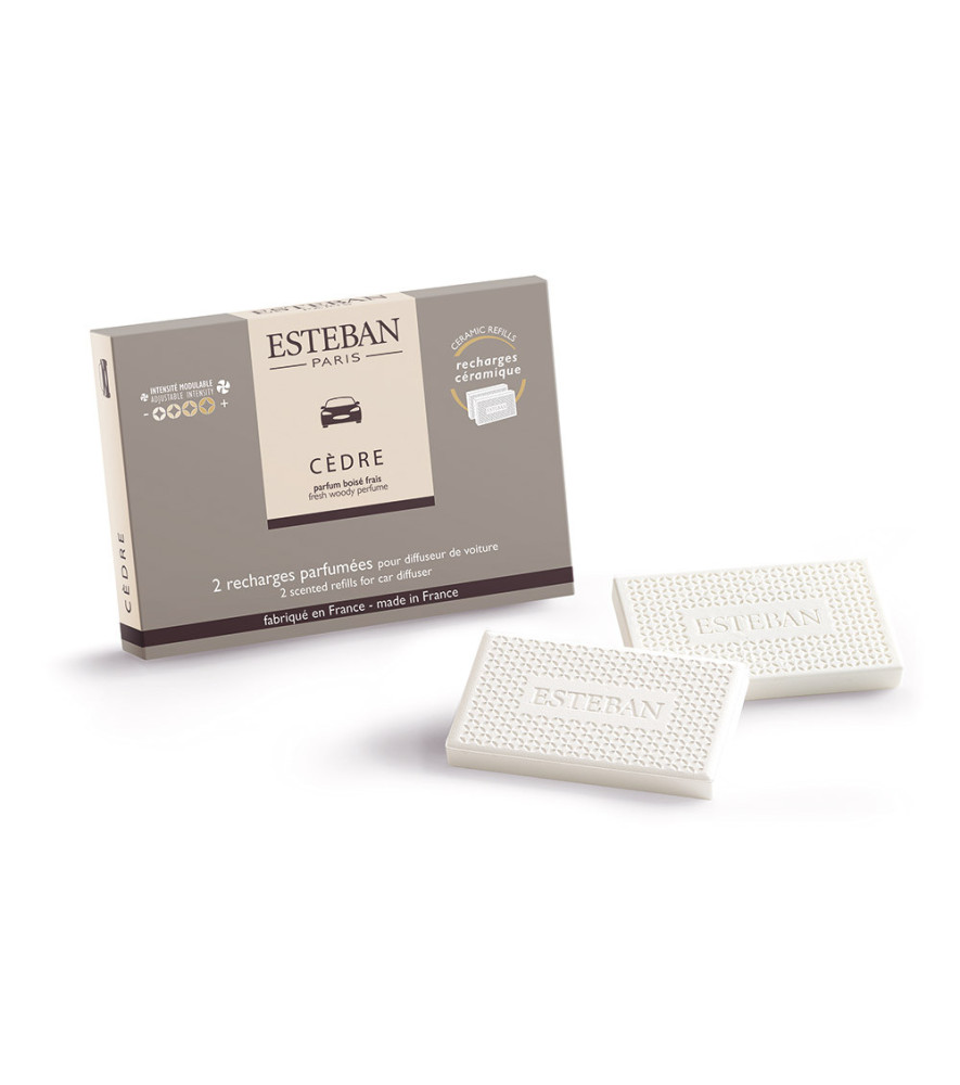 ESTEBAN Recharge pour diffuseur de voiture et pochette(x2) CÈDRE