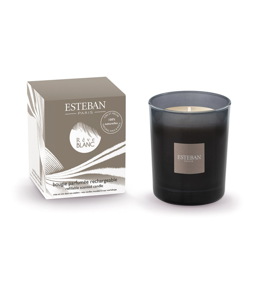 ESTEBAN Bougie parfumée initiale rechargeable  RÊVE BLANC 180g