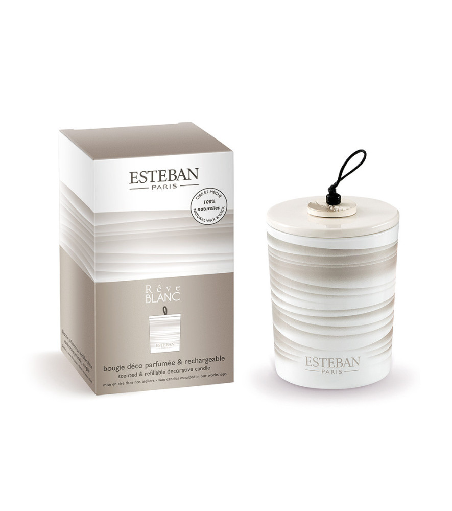 ESTEBAN Bougie décorative parfumée rechargeable RÊVE BLANC