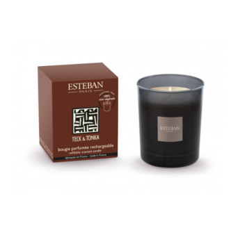 ESTEBAN Bougie parfumée initiale rechargeable  TECK & TONKA 180g