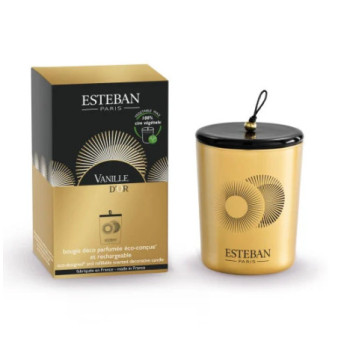 ESTEBAN Bougie parfumée décorative et rechargeable  VANILLE d'OR  180g