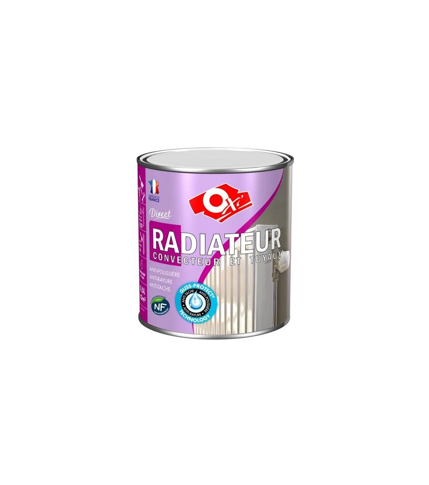 Peinture OXI radiateur, convecteur et tuyaux blanc brillant 0,5L