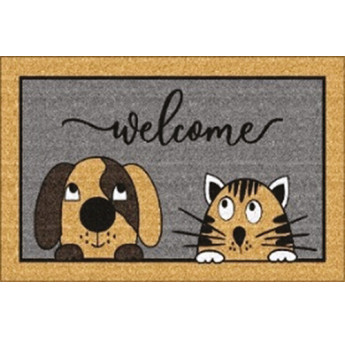 Tapis brosse coco 15mm Chien/Chat Bleu 40x60cm