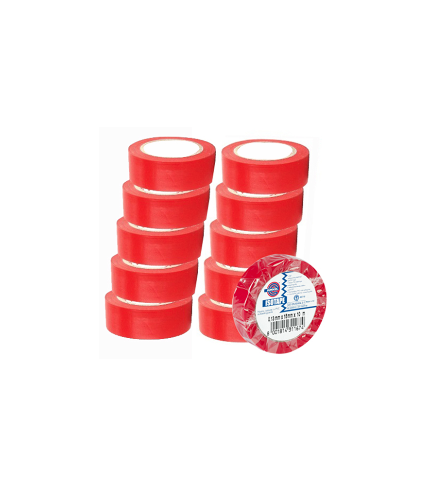 Ruban adhésif PVC électrique EUROCEL Isotape rouge 10mx15mm