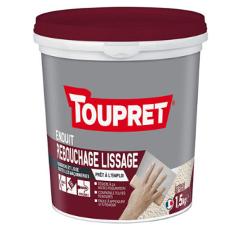 Enduit de rebouchage lissage extérieur poudre TOUPRET gamme les Essentiels 1,5kg